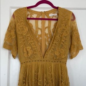 Mustard yellow lace maxi dress